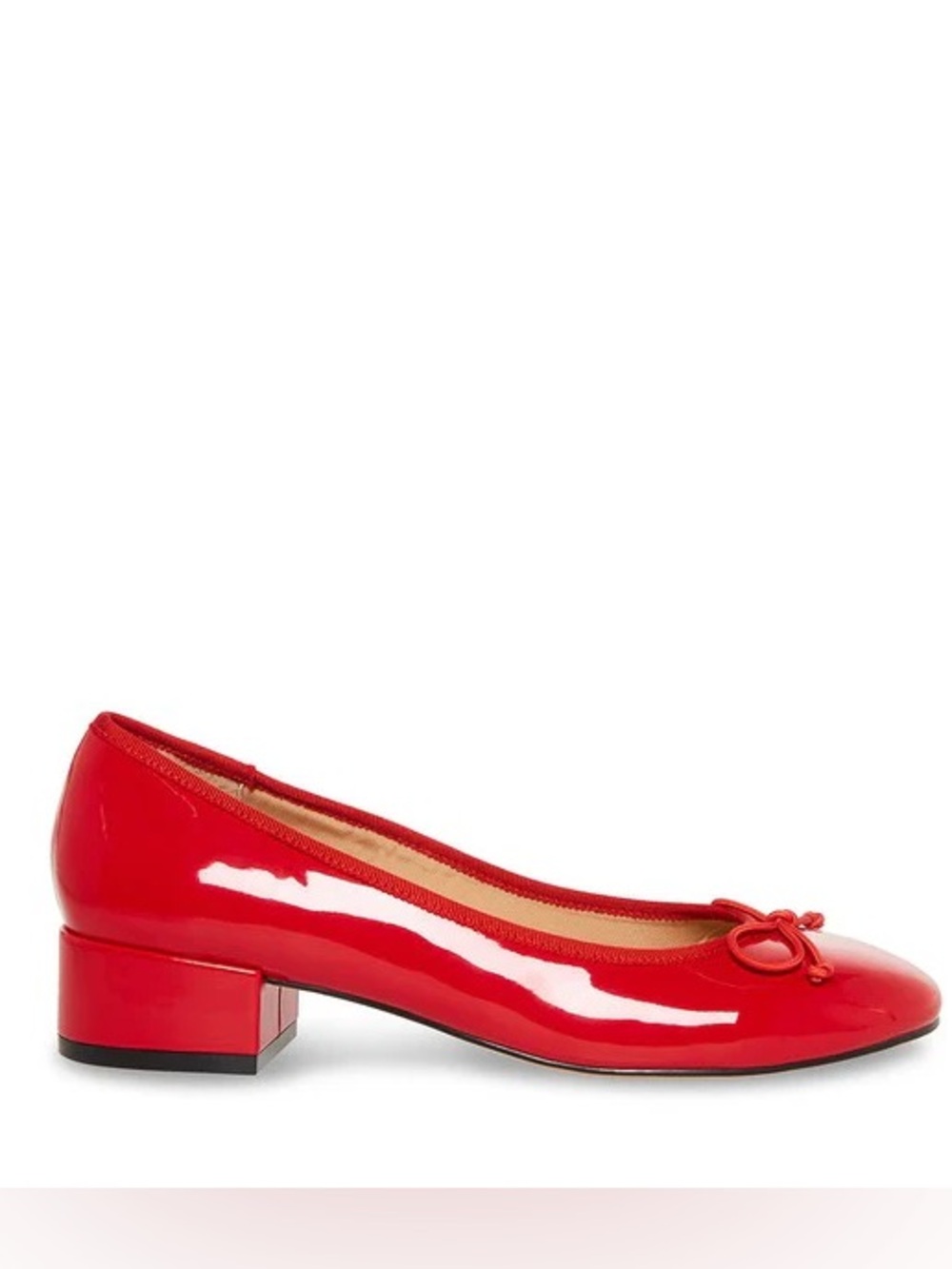 Steve Madden Red Patent Low Block Heel Ballet Pump